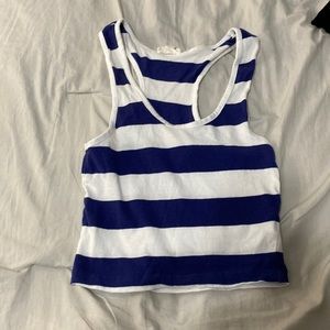 Blue and white stripped racer back tank top. Size medium.
